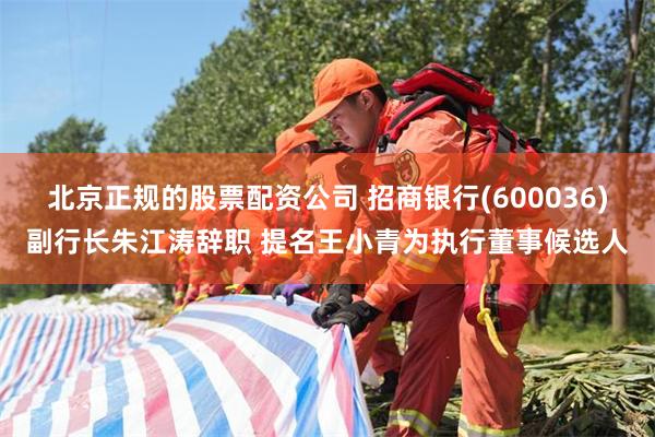 北京正规的股票配资公司 招商银行(600036)副行长朱江涛辞职 提名王小青为执行董事候选人