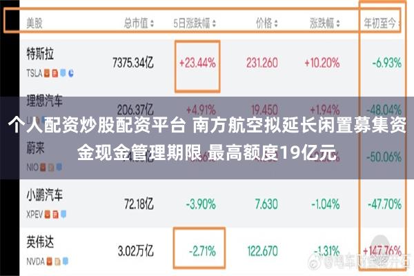 个人配资炒股配资平台 南方航空拟延长闲置募集资金现金管理期限 最高额度19亿元