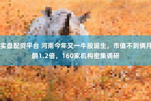实盘配资平台 河南今年又一牛股诞生，市值不到俩月翻1.2倍，160家机构密集调研