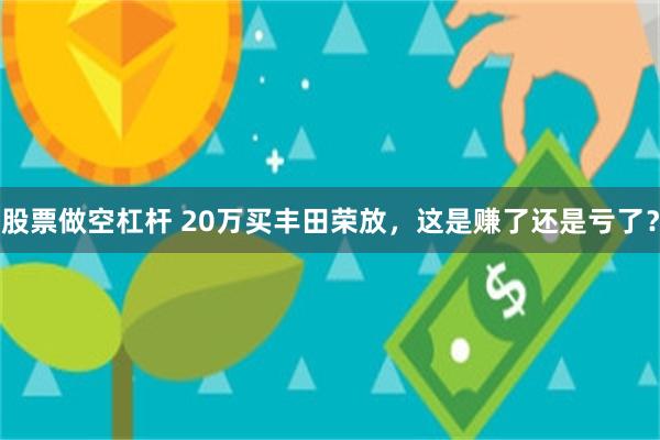 股票做空杠杆 20万买丰田荣放,这是赚了还是亏了?