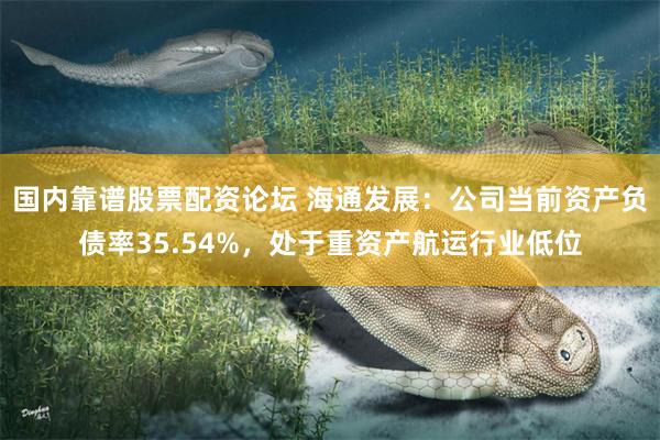 国内靠谱股票配资论坛 海通发展：公司当前资产负债率35.54%，处于重资产航运行业低位
