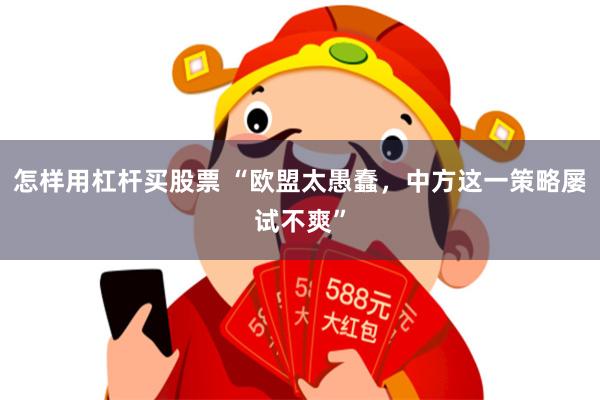 怎样用杠杆买股票 “欧盟太愚蠢，中方这一策略屡试不爽”